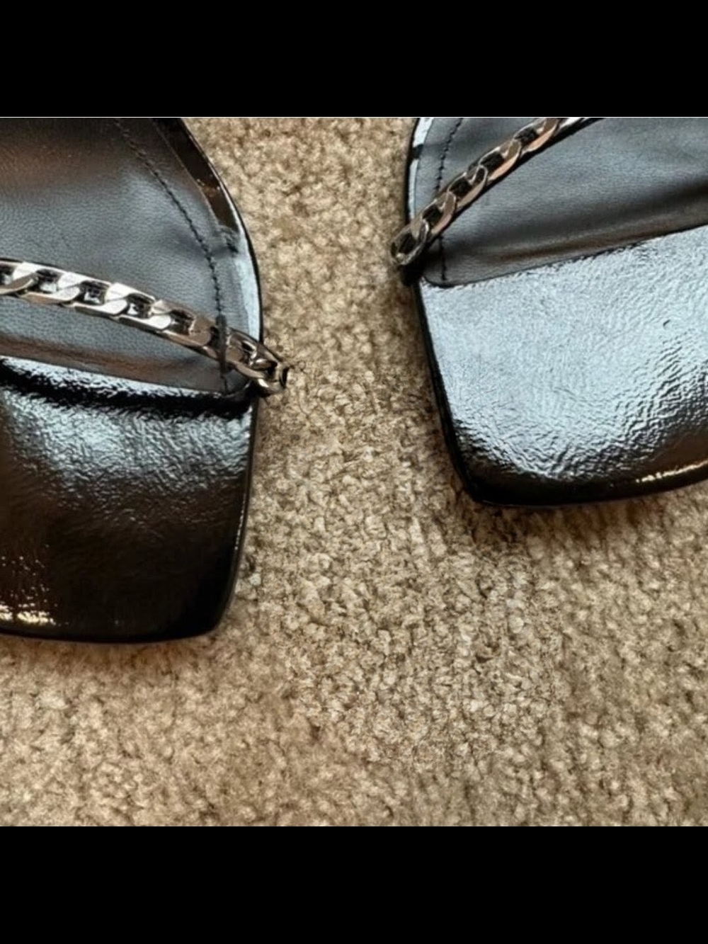 Zara Black Patent Chain-Strap Heeled Sandals — Sz 38 (US 7.5/8) - Picture 13 of 15